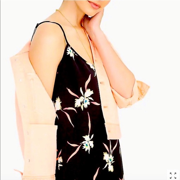 J Crew Factory Floral Print Midi Slip Dress with Side Slit - Picture 2 of 7